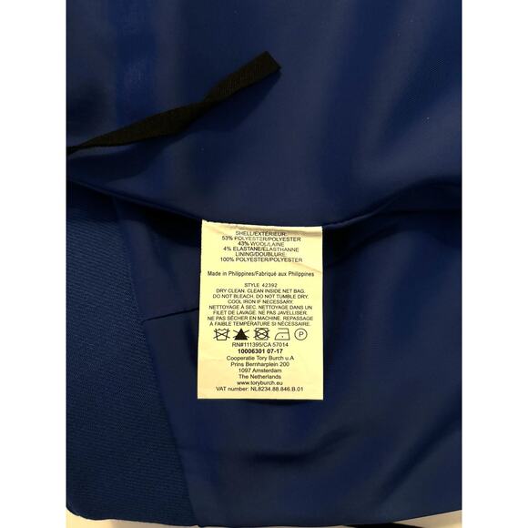 Tory Burch "Jane" Blue Dahlia Lined Wool Mini Skirt Size 2 with Pockets! - Picture 9 of 9